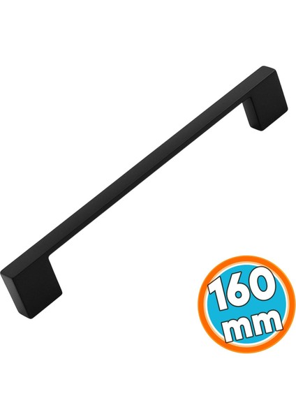 Mobilya Çekmece Dolap Kapak Kulpu Dayanıklı Kulbu Kulpları Siyah 160 mm Siyah Metal Kulp