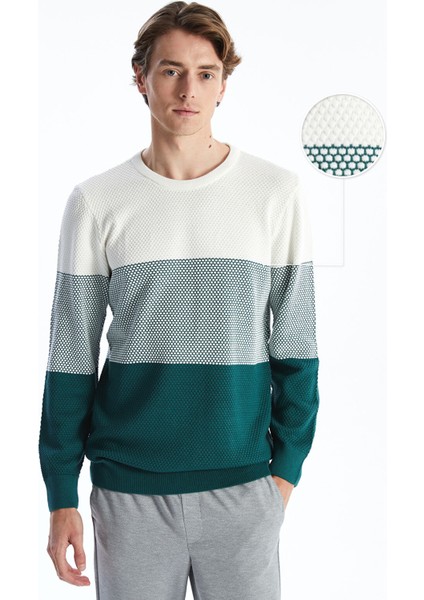 Yeni Sezon Bisiklet Yaka Uzun Kollu Renk Bloklu Erkek Triko Kazak