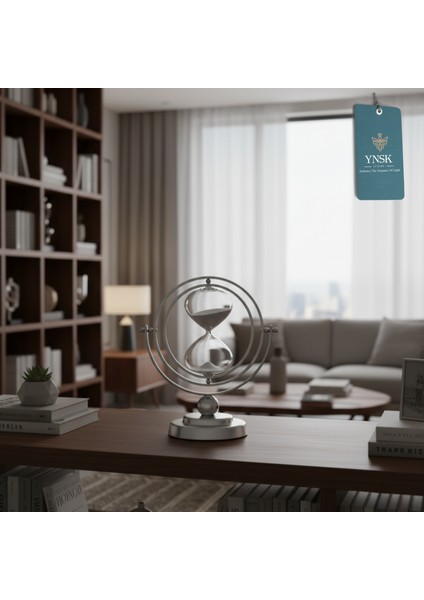 Gümüş Renk Metal Döner Yuvarlak Kum Saati – 15 Dakikalık Modern Dekoratif Zaman Ölçer (24X22 Cm) fiyatları