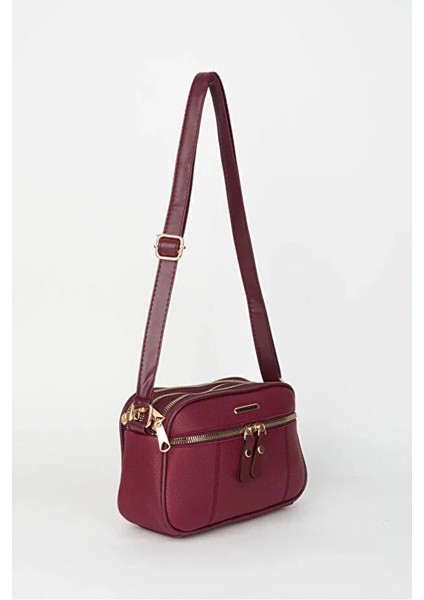 Kadın Sincap Bordo 4 Bölmeli Suni Deri Orta Boy Fermuar Kapama El Kol ve Omuz Çantası fiyatları