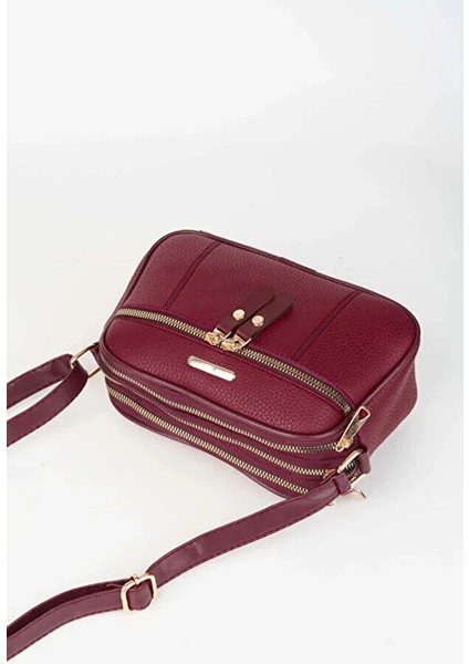 Kadın Sincap Bordo 4 Bölmeli Suni Deri Orta Boy Fermuar Kapama El Kol ve Omuz Çantası fırsatları