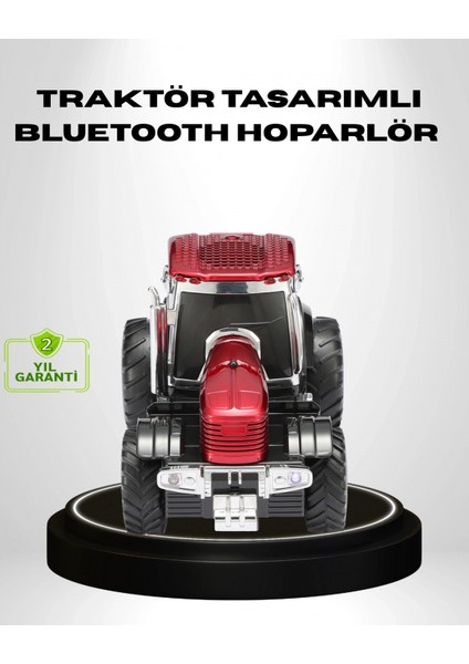 Retro Traktör Tasarımlı Kablosuz Hoparlör USB Tf Aux Fm Destekli