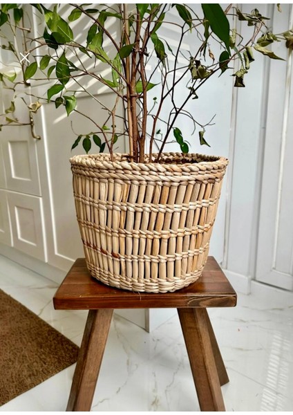 Hasır Saksı Modeli Çap 28 cm Ev Balkon Bahçe Dekorasyonu Modeli Büyük Saksı modelleri