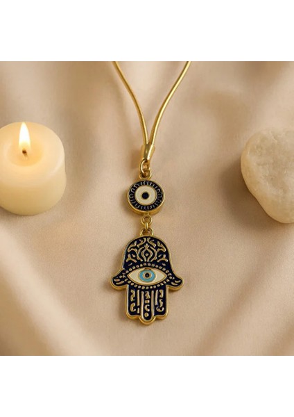 Altın Detaylı Fatma’nın Eli & Nazar Boncuğu Dikiz Aynası Süsü modelleri