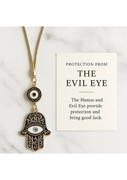 Altın Detaylı Fatma’nın Eli & Nazar Boncuğu Dikiz Aynası Süsü fırsatları