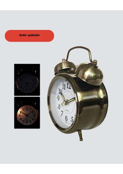 Nrtmsa Nostaljik Bronz Metal Alarmlı Masa Saati Büyük Boy Dekoratif ve Şık Tasarım fırsatları
