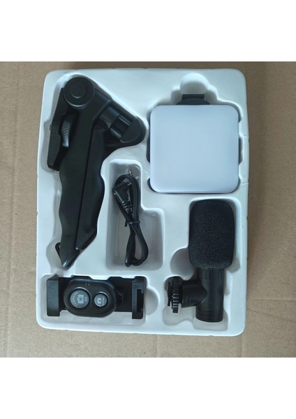 5i 1 Arada Mikrofonlu LED Işıklı Vlog Kiti Tabanca Tutuşlu Masaüstü Tripod & Selfie Stick|telefon/kamera Uyumlu modelleri