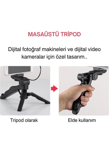 5i 1 Arada Mikrofonlu LED Işıklı Vlog Kiti Tabanca Tutuşlu Masaüstü Tripod & Selfie Stick|telefon/kamera Uyumlu indirimleri