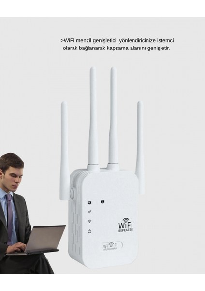 Antenli Wifi Repeater 300M2 Kapsama Alanı Wpa3 Güvenlikli indirimleri