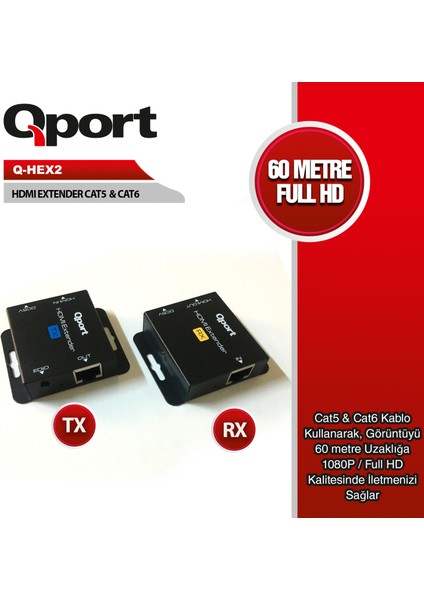 Qport Q-Hex2 Cat5/cat6 60MT HDMI Extender