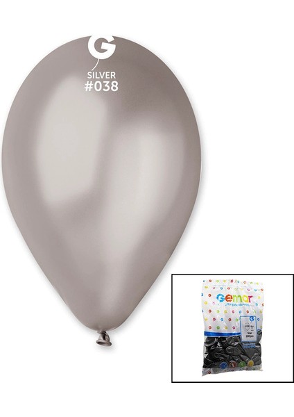 Ieg® GM-110-38 Metali̇k - Gümüş Balon 11&amp;apos;&amp;apos; - 28CM - 100 Parça (4887)