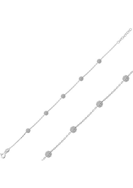 925 Ayar Gümüş Beyaz Toplu Bileklik T6138 (770770)