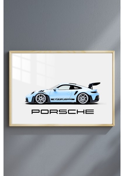 Porsche Araba Çerçeveli Metal Poster Tablo