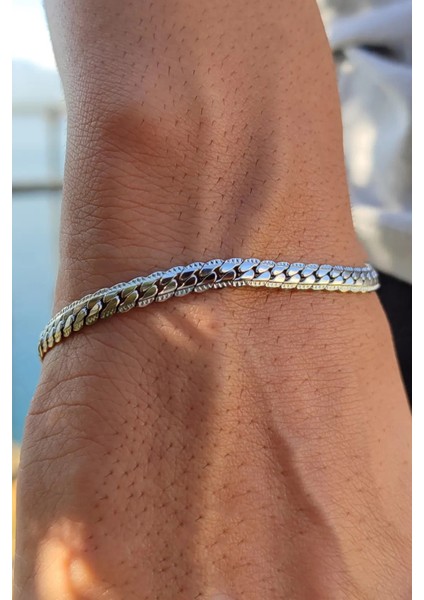 Kişiye Özel Harfli Yassı Hasır Zincir Unisex Çelik Bileklik Sevgiliye Eşe Hediye SCB18H fırsatları