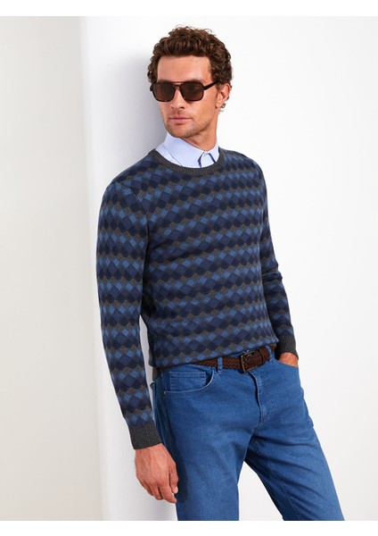 Yeni Sezon Bisiklet Yaka Uzun Kollu Ekose Erkek Triko Kazak