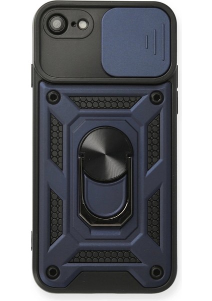 Iphone 7 Kılıf Pars Lens Yüzüklü Silikon - Lacivert