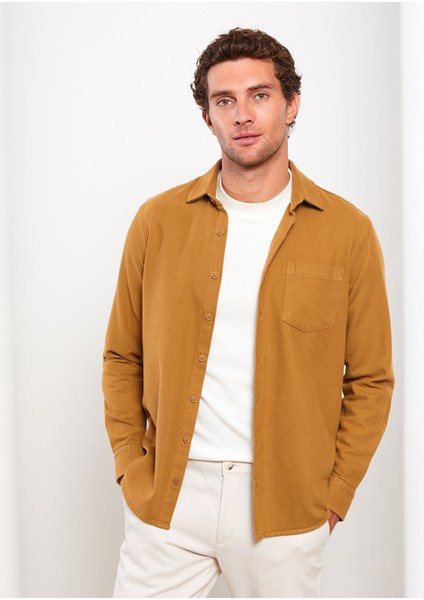 Yeni Sezon Regular Fit Uzun Kollu Gabardin Erkek Gömlek Ceket
