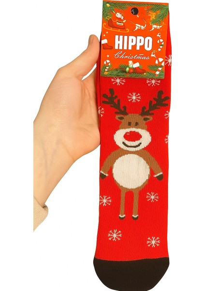 Yeni Yıl Yılbaşı Noel Figürlü Tasarım Çorap Özel Kutusunda