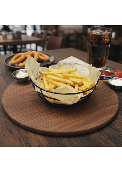 Tekli Yuvarlak Sos Bölmeli Sunum Sepeti – Ekmek, Patates ,hamburger ,atıştırmalıklar fırsatları