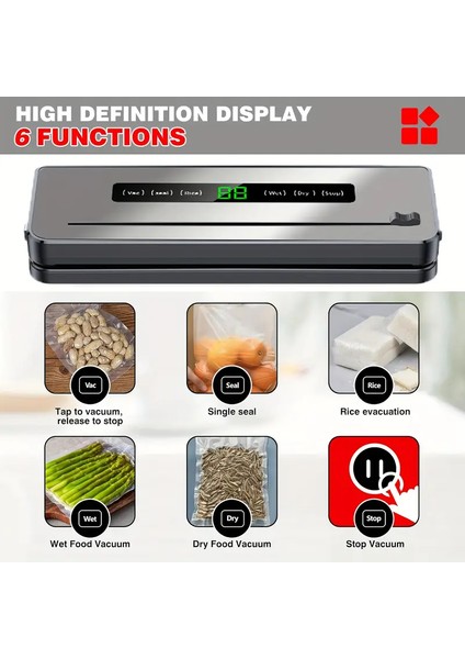 5300 Vakumlu Gıda Kapama Makinesi – Çok Fonksiyonlu, Pilsiz Kompakt Vakum Cihazı, 10 Adet Torbalı, Gıdaları Uzun Süre Taze Tutma, Kolay Kullanım, Ev Tipi Profesyonel Vakumlama Makinesi modelleri