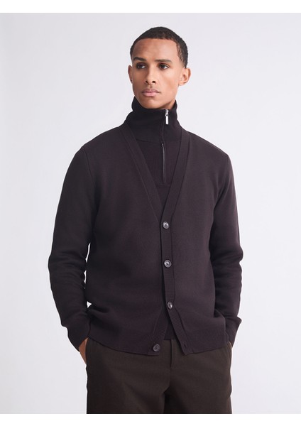 Yeni Sezon Standart Kalıp V Yaka Erkek Triko Hırka