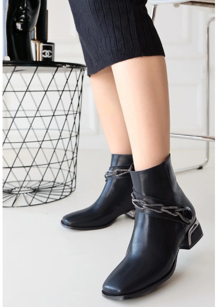 Roxani Siyah Cilt Topuklu Bot indirimleri