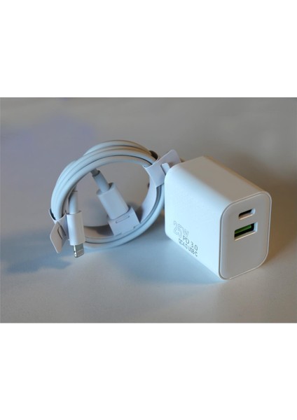 ELB05-PD-25WIOS Beyaz 25W Usb-C Ev Şarj Kafa+1mt Type-C To Lightnıng Kablo Pd3.0-Qc4.0 Hızlı Ş fiyatları