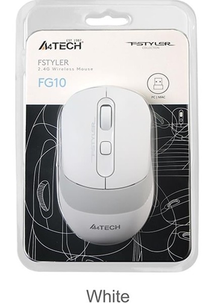 A4 Tech FG10 Beyaz Nano Kablosuz Optik 2000 Dpı Mouse