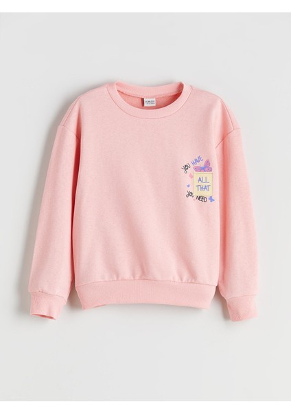 Yeni Sezon Bisiklet Yaka Kız Çocuk Sweatshirt