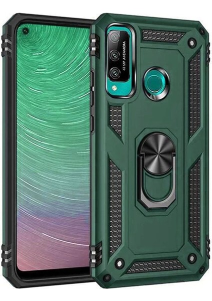 Huawei P40 Lite E Kılıf Sofya Yüzüklü Silikon Kapak - Yeşil