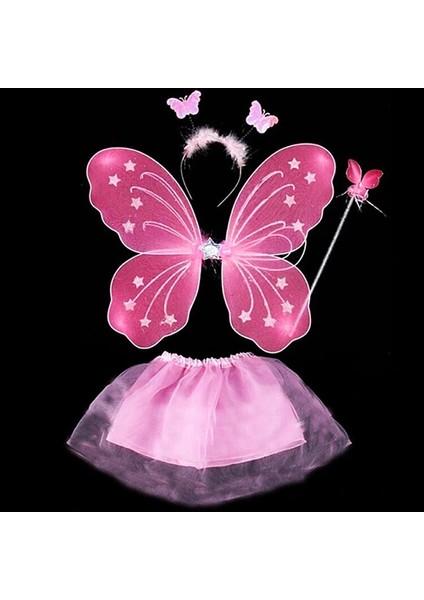 Ieg® Toz Pembe Kostümü - Toz Pembe Kostüm Aksesuar Seti 4 Parça (4887)