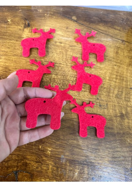 6 Adet Kırmızı Keçe Geyik Arma Seti 8x7 cm modelleri