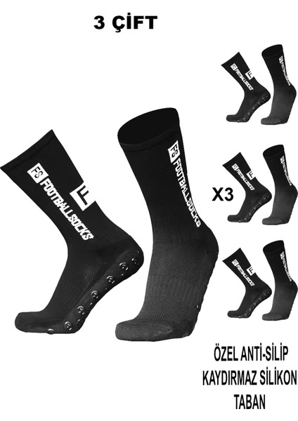 3 Çift Kaydırmaz Silikon Tabanlı Futbol Çorabı Kauçuk Havlu Taban Dikişsiz Maç Sporcu Tozluk Konç