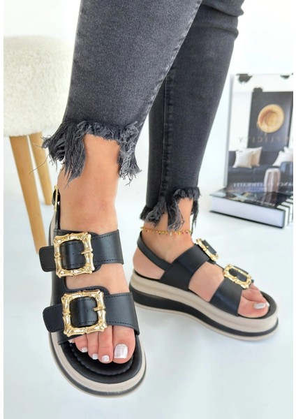 Nrtmsa Stan Siyah Cilt Sandalet (Numara: 37)