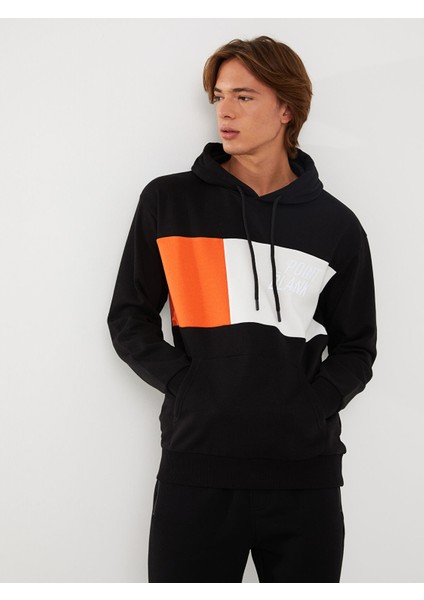 Yeni Sezon Uzun Kollu Renk Bloklu Erkek Kalın Hoodie