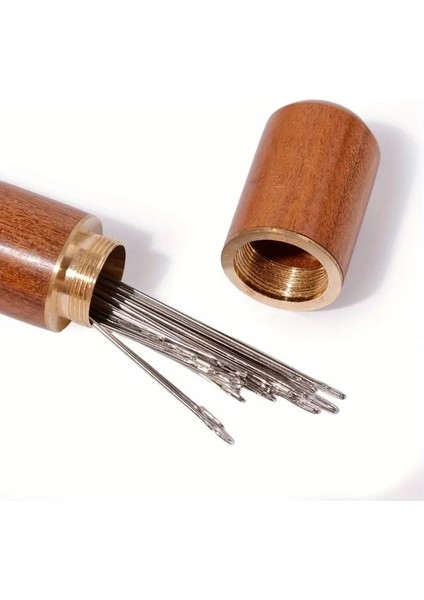 El Oyması Su Hava Geçirmez Doğal Meşe Ahşap Kürdan Hap Iğne Hazneli Mini Taşıyıcı fırsatları