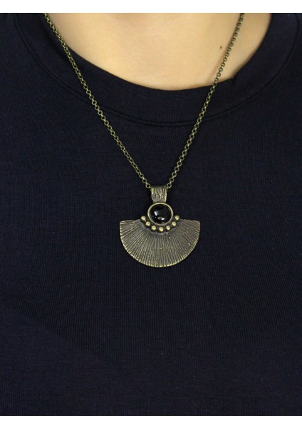 Doğal Taş Oniks Doğal Taşlı Desenli Otantik Kadın Kolye 45 cm Zincirli EUK26O modelleri