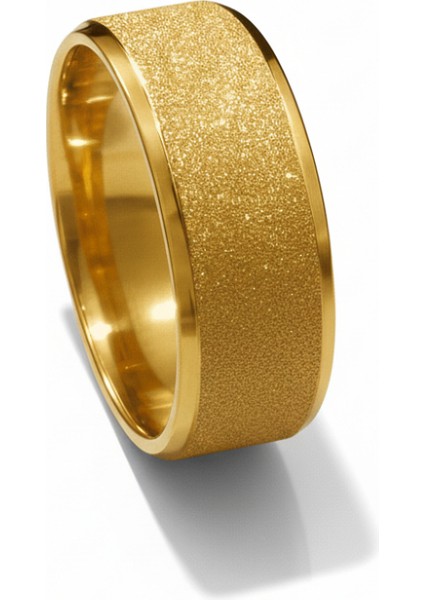 Altın Renk Zarif Tasarım 316L Kalite Paslanmaz Çelik Kadın Yüzük Alyans - 18 Ölçü