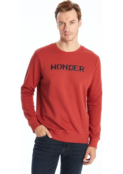 Yeni Sezon Bisiklet Yaka Baskılı Erkek Kalın Sweatshirt