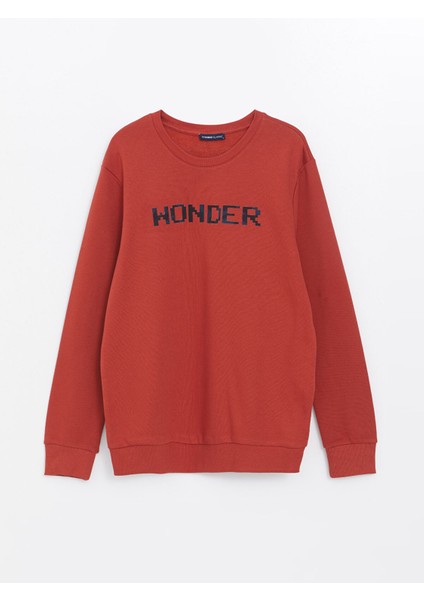 Yeni Sezon Bisiklet Yaka Baskılı Erkek Kalın Sweatshirt indirimleri