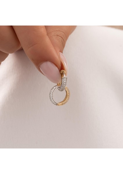 Çift Renk Taşlı 14 Ayar Altın Küpe fiyatları