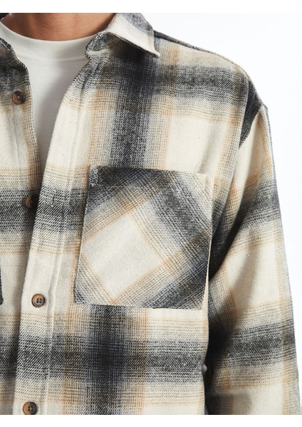 Yeni Sezon Rahat Kalıp Uzun Kollu Ekose Erkek Gömlek Ceket modelleri