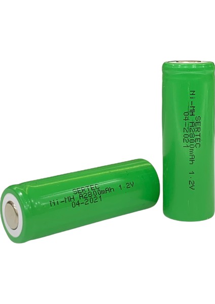 1.2V 2800 Mah - A Size - Ni-MH Şarjlı Pil - Başsız / Flat Head