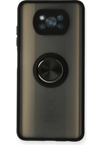 Xiaomi Pocophone X3 Kılıf Montreal Yüzüklü Silikon Kapak - Siyah