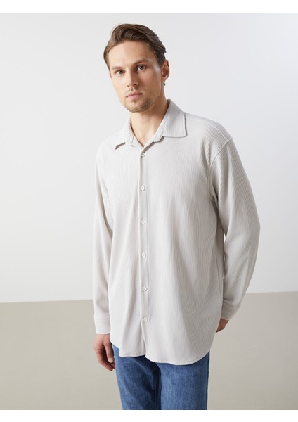 Yeni Sezon Rahat Kalıp Uzun Kollu Erkek Dokulu Gömlek