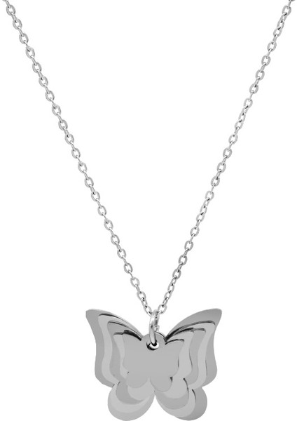 Gümüş Renk Kelebek Tasarım Aile Temalı Kişiye Özel Çelik Kadın Kolye - En Fazla 5 Isim indirimleri