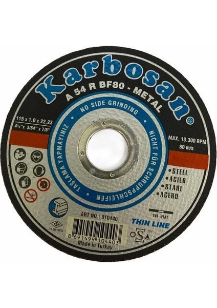 Karbosan 115X1,0X22 Thinline Metal Kesici