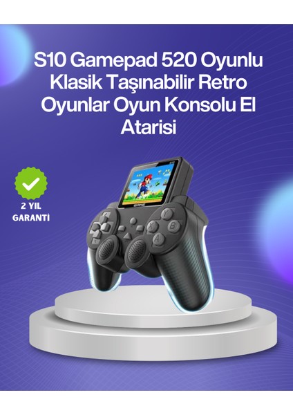 Lvsqvr 500 Oyunlu Nostaljik El Tipi Oyun Konsolu, Taşınabilir Şarjlı Cihaz, Renkli Ekran ve Tv Destekli