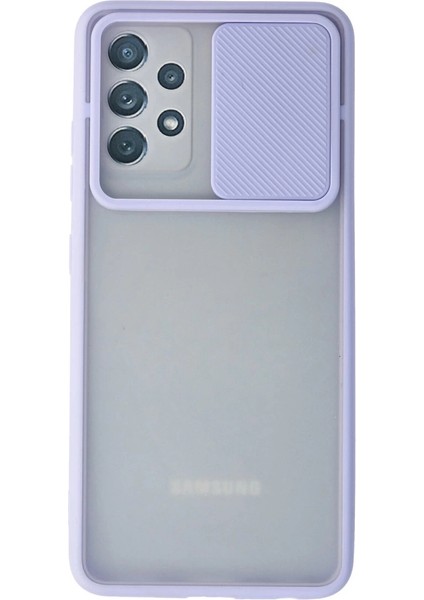 Samsung Galaxy A52 Kılıf Palm Buzlu Kamera Sürgülü Silikon - Lila