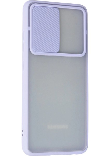 Samsung Galaxy A52 Kılıf Palm Buzlu Kamera Sürgülü Silikon - Lila modelleri